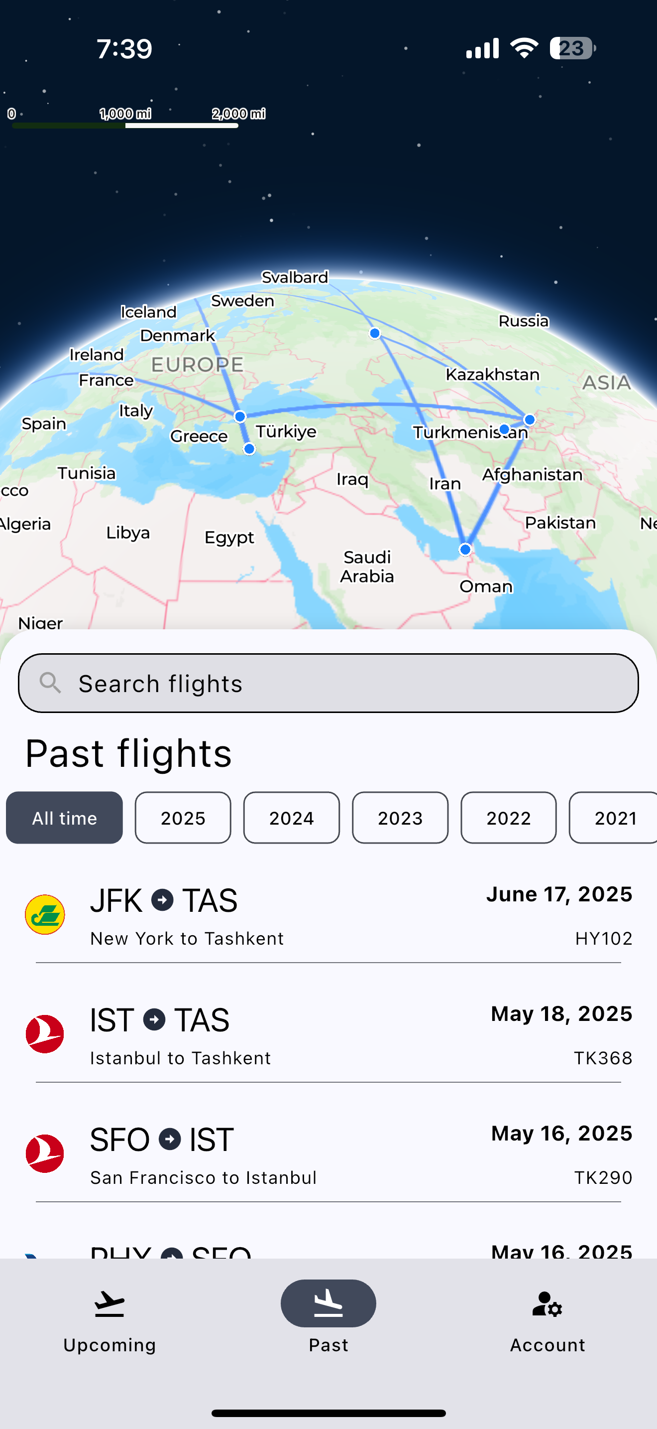 Past Flights Screenshot